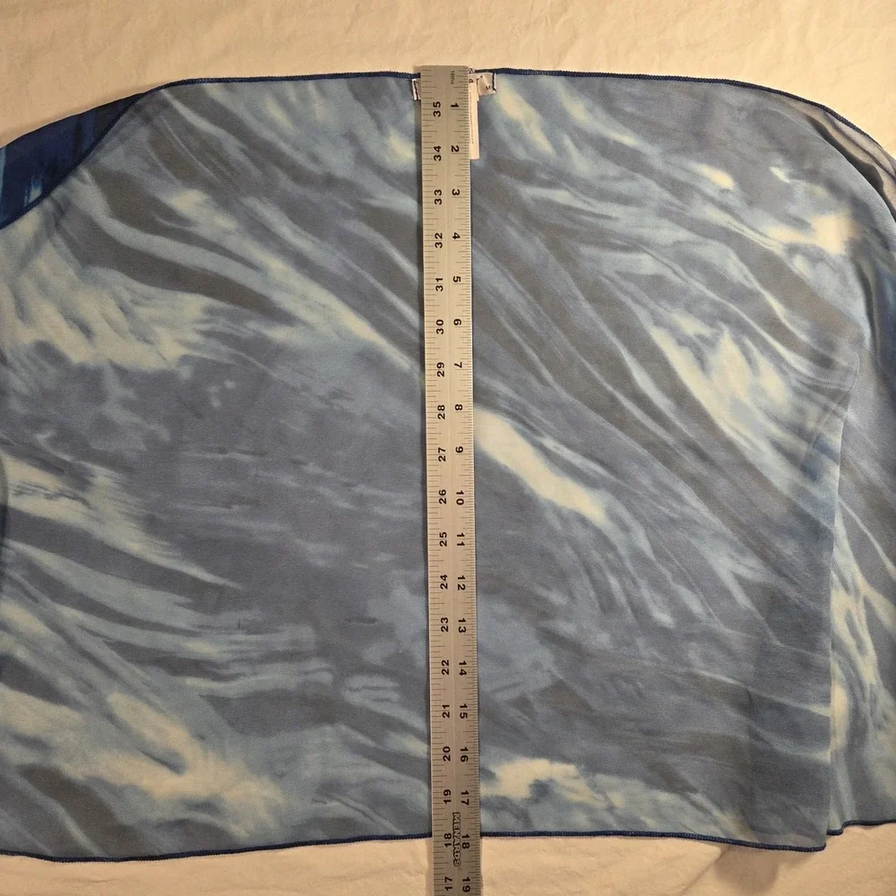 Ekouaer Water Print Sheer Scarf Shawl Beach Tropical Vacation Resort, Blue White
